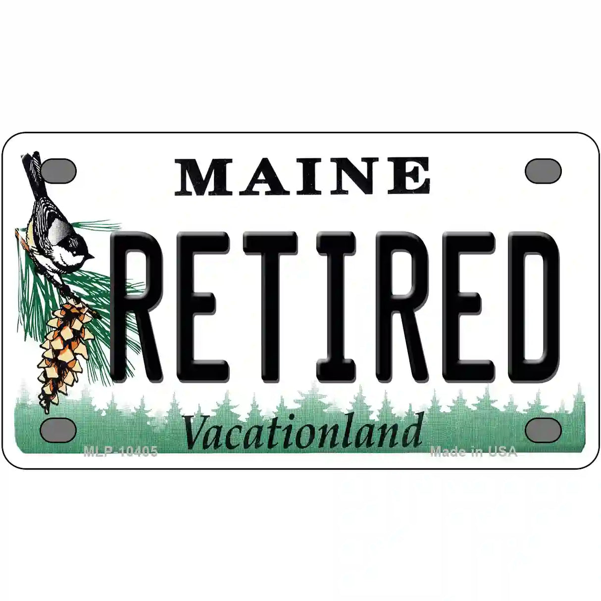 Retired Maine Metal Novelty License Plate 4" x 2.2" (MLP)