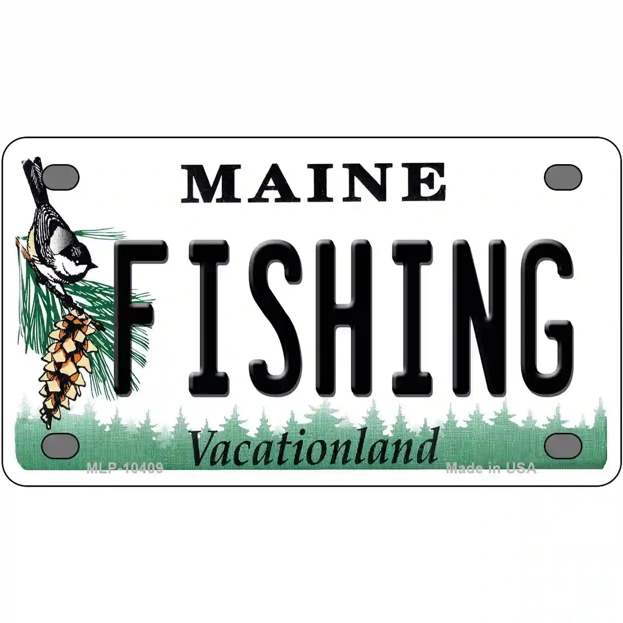 Fishing Maine Metal Novelty License Plate 4" x 2.2" (MLP)