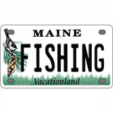 Fishing Maine Metal Novelty License Plate 4" x 2.2" (MLP)