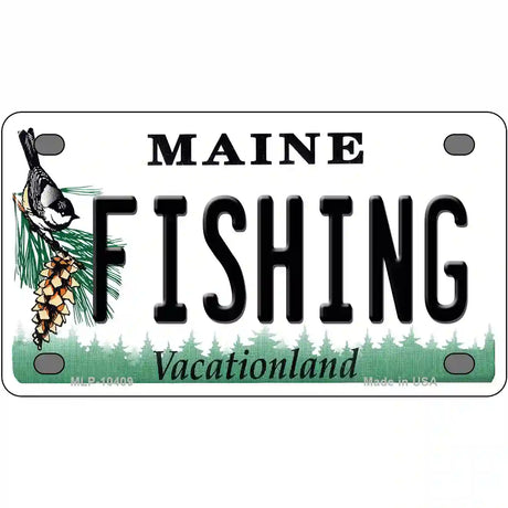 Fishing Maine Metal Novelty License Plate 4" x 2.2" (MLP)