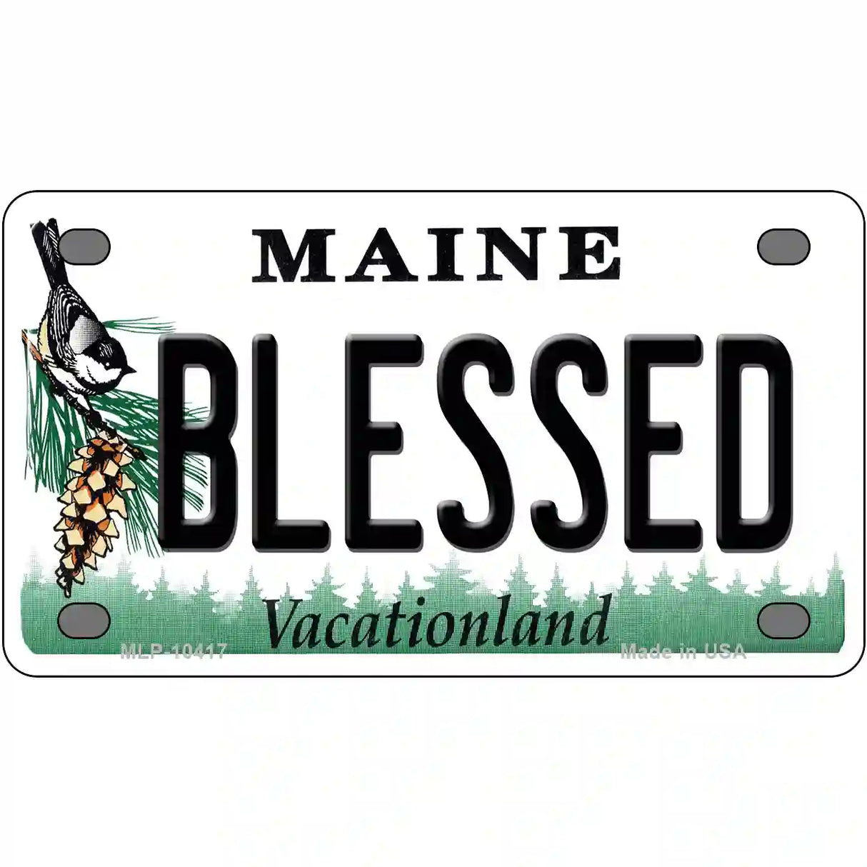 Blessed Maine Metal Novelty License Plate 4" x 2.2" (MLP)