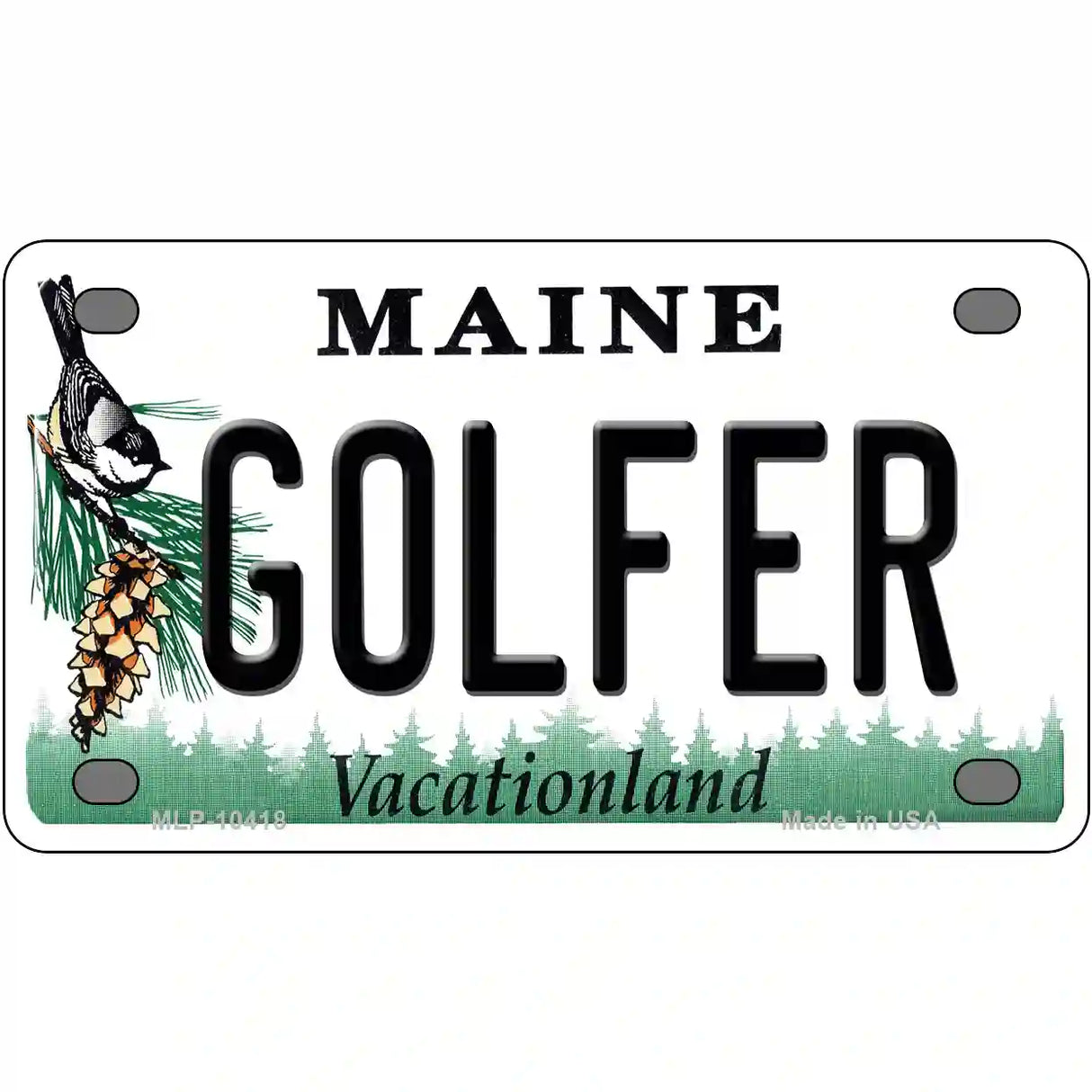 Golfer Maine Metal Novelty License Plate 4" x 2.2" (MLP)