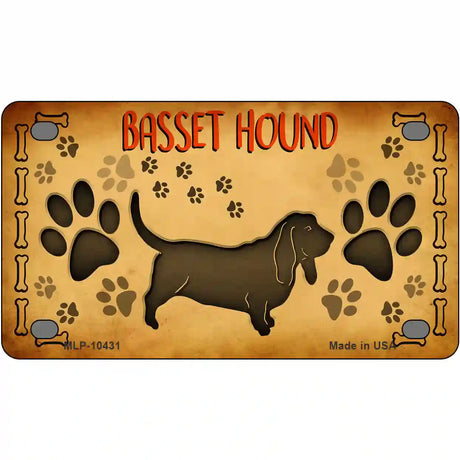 Basset Hound Novelty Metal License Plate 4" x 2.2" (MLP)