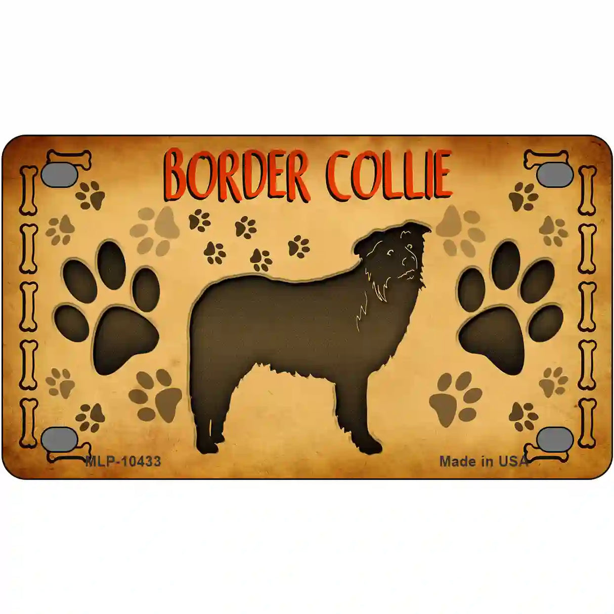 Border Collie Novelty Metal License Plate 4" x 2.2" (MLP)