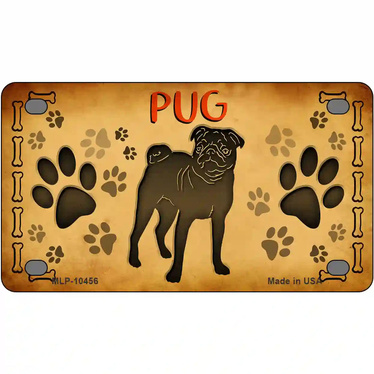 Pug Novelty Metal License Plate 4" x 2.2" (MLP)