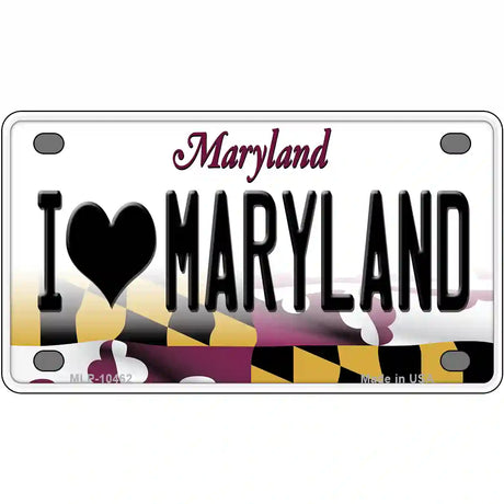 I Love Maryland Metal Novelty License Plate 4" x 2.2" (MLP)