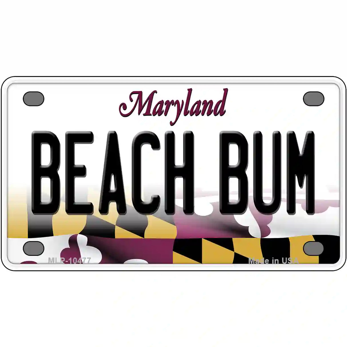 Beach Bum Maryland Metal Novelty License Plate 4" x 2.2" (MLP)