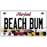 Beach Bum Maryland Metal Novelty License Plate 4" x 2.2" (MLP)