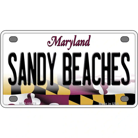 Sandy Beaches Maryland Metal Novelty License Plate 4" x 2.2" (MLP)