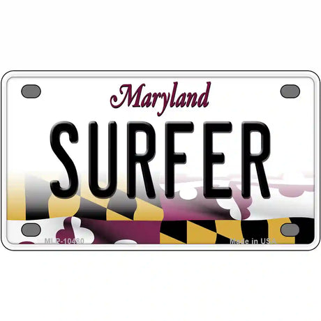 Surfer Maryland Metal Novelty License Plate 4" x 2.2" (MLP)