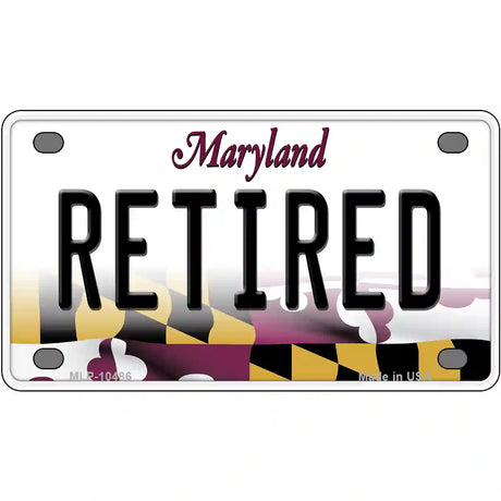 Retired Maryland Metal Novelty License Plate 4" x 2.2" (MLP)