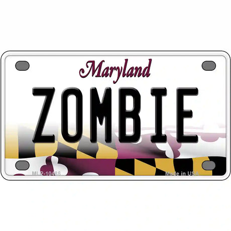 Zombie Maryland Metal Novelty License Plate 4" x 2.2" (MLP)