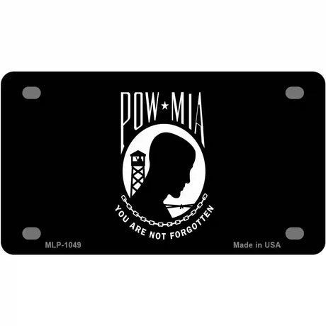 POW MIA Black Flag Novelty Metal License Plate 4" x 2.2" (MLP)