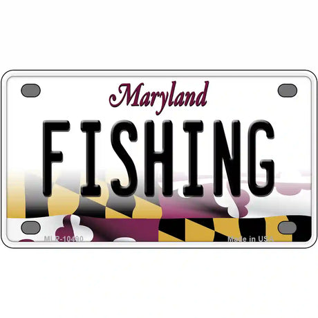 Fishing Maryland Metal Novelty License Plate 4" x 2.2" (MLP)