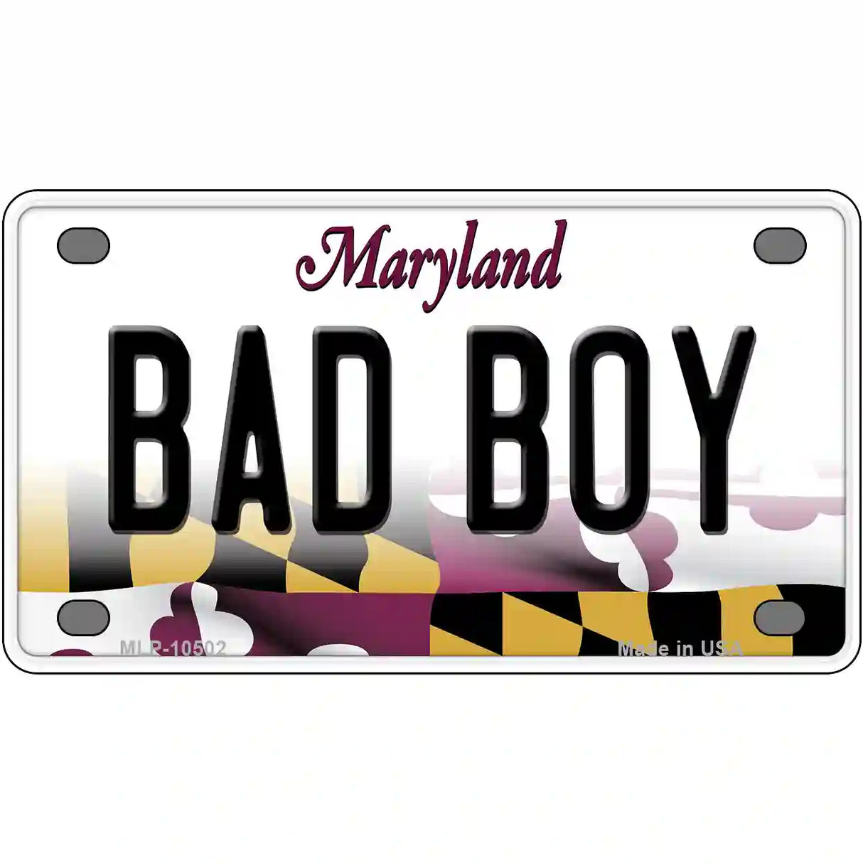 Bad Boy Maryland Metal Novelty License Plate 4" x 2.2" (MLP)