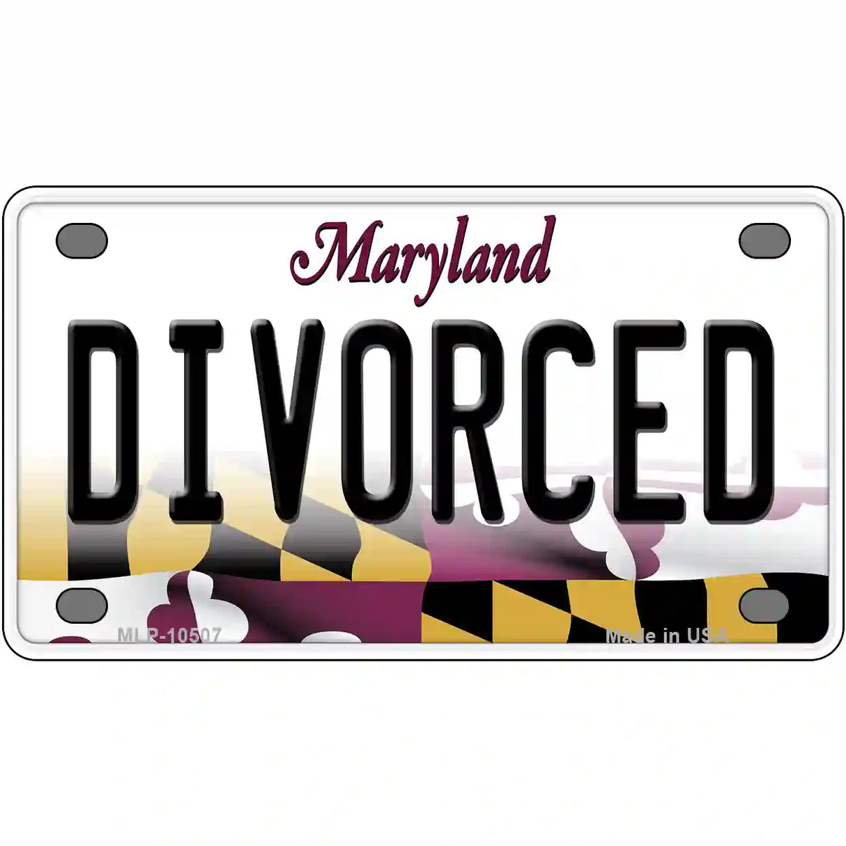 Divorced Maryland Metal Novelty License Plate 4" x 2.2" (MLP)