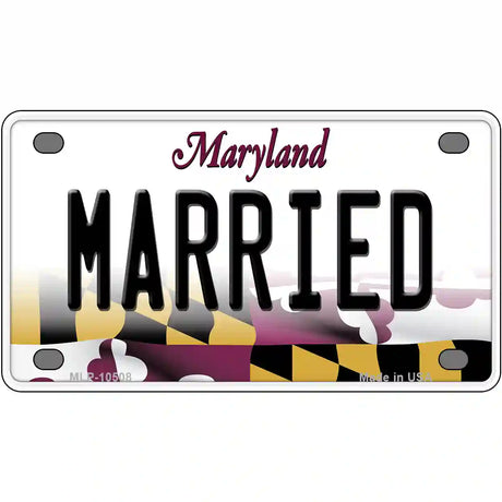 Married Maryland Metal Novelty License Plate 4" x 2.2" (MLP)