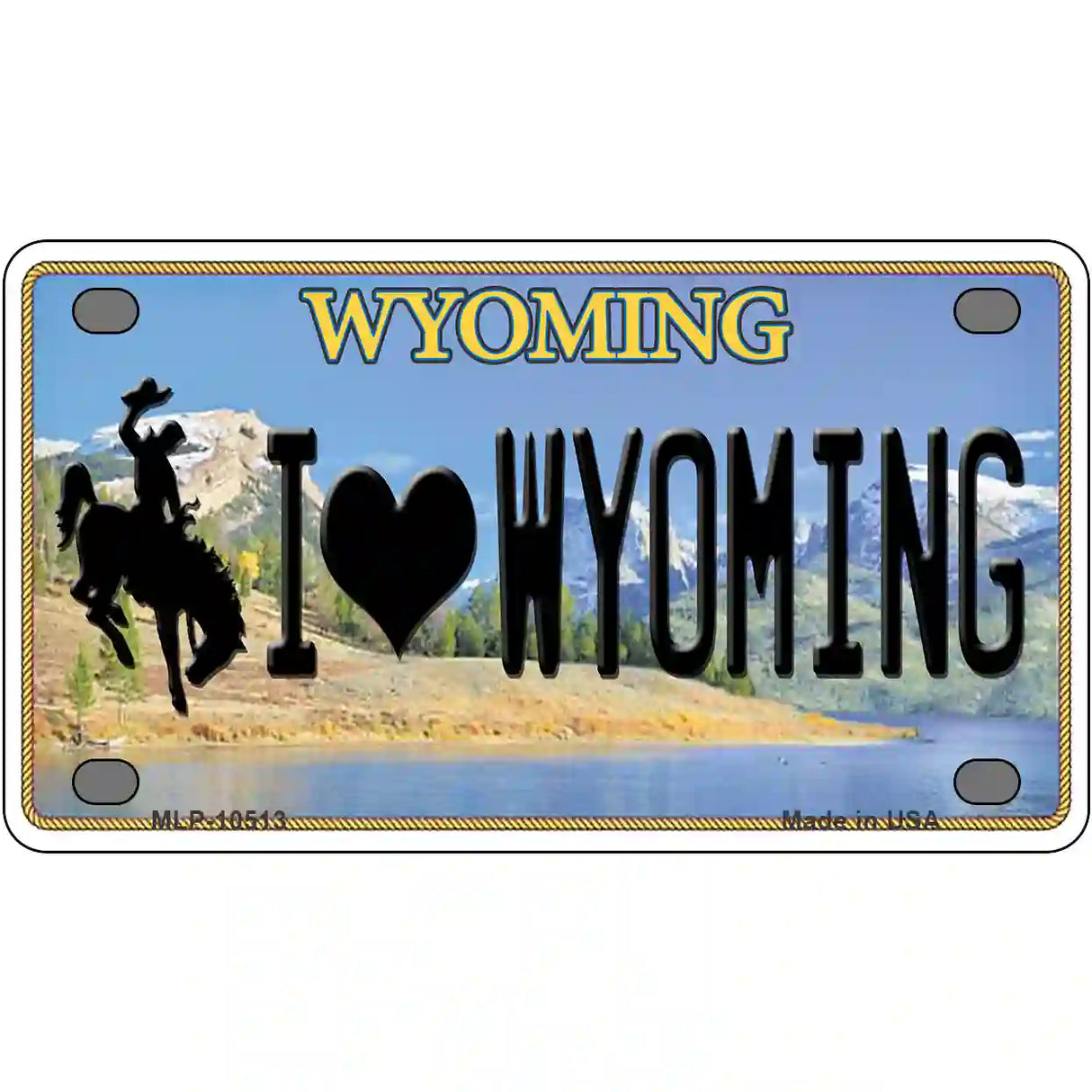 I Love Wyoming Metal Novelty License Plate 4" x 2.2" (MLP)