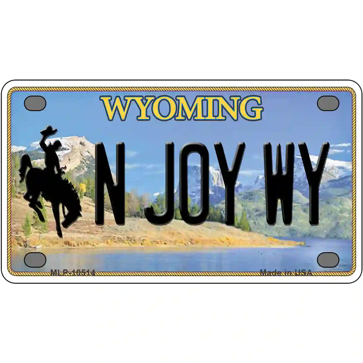 N Joy WY Wyoming Metal Novelty License Plate 4" x 2.2" (MLP)