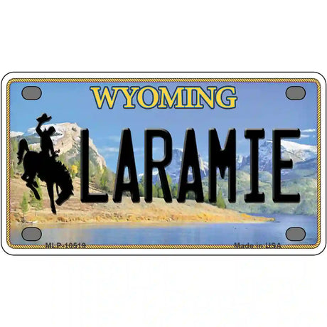 Laramie Wyoming Metal Novelty License Plate 4" x 2.2" (MLP)