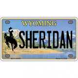 Sheridan Wyoming Metal Novelty License Plate 4" x 2.2" (MLP)