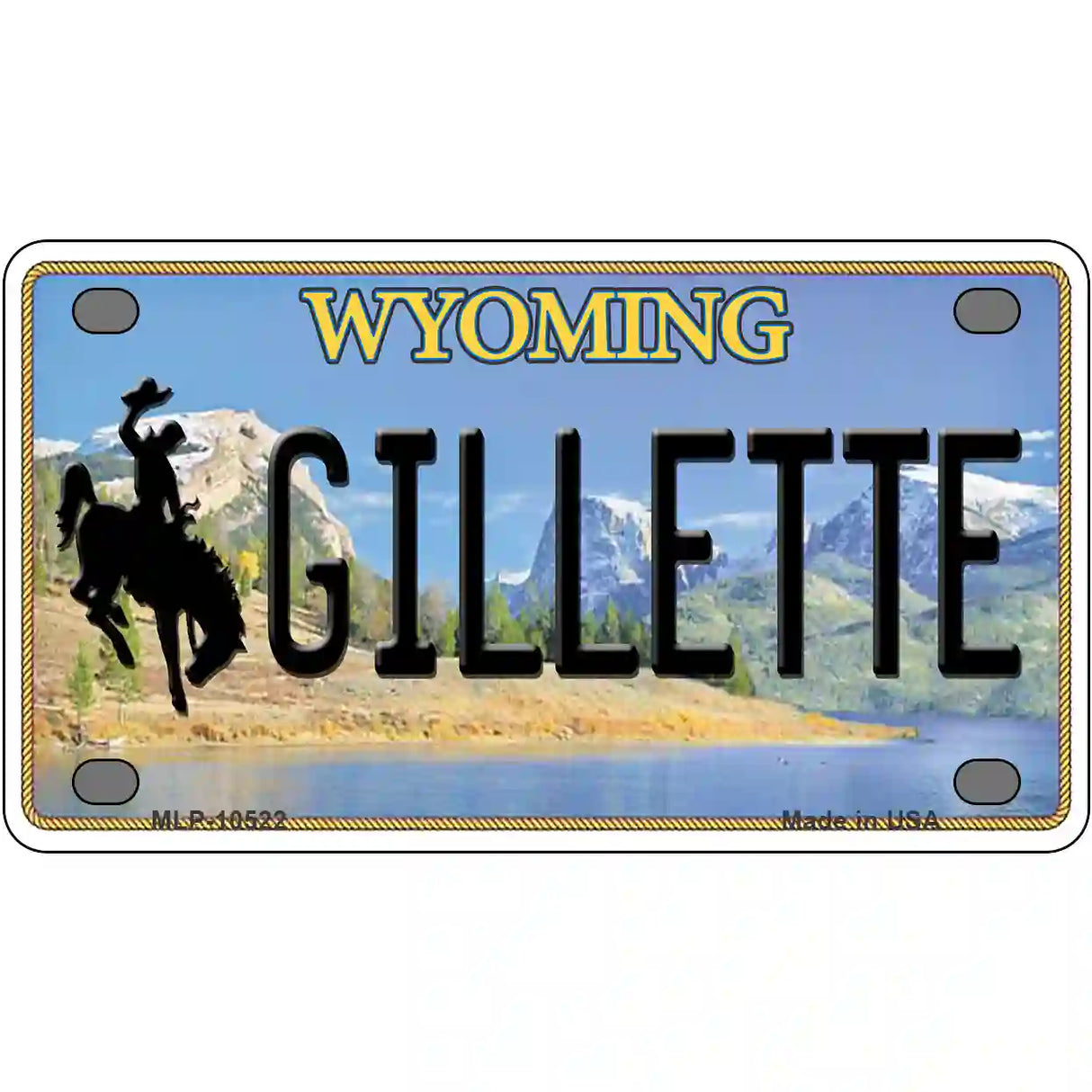 Gillette Wyoming Metal Novelty License Plate 4" x 2.2" (MLP)