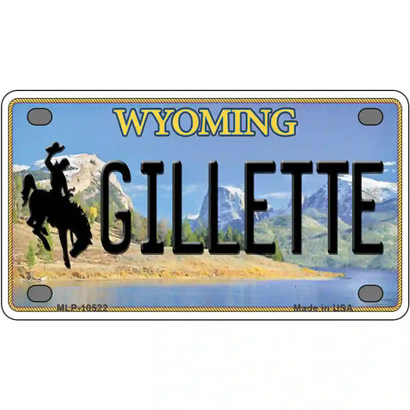 Gillette Wyoming Metal Novelty License Plate 4" x 2.2" (MLP)