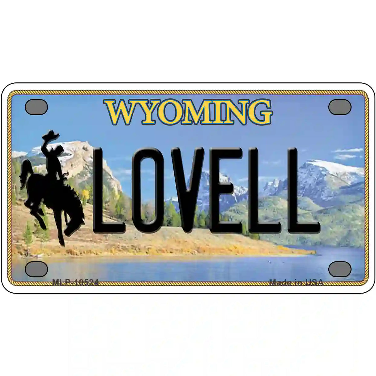 Lovell Wyoming Metal Novelty License Plate 4" x 2.2" (MLP)