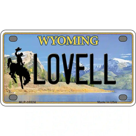 Lovell Wyoming Metal Novelty License Plate 4" x 2.2" (MLP)