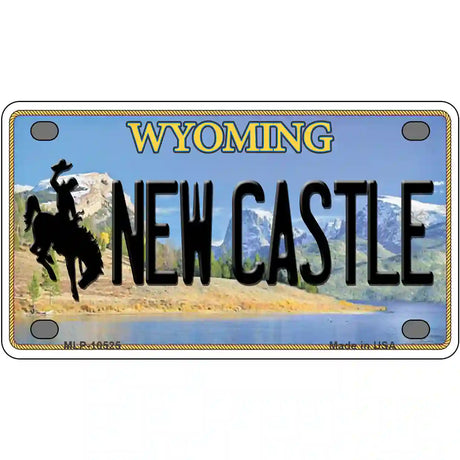 New Castle Wyoming Metal Novelty License Plate 4" x 2.2" (MLP)