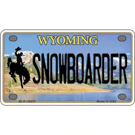 Snowboarder Wyoming Metal Novelty License Plate 4" x 2.2" (MLP)