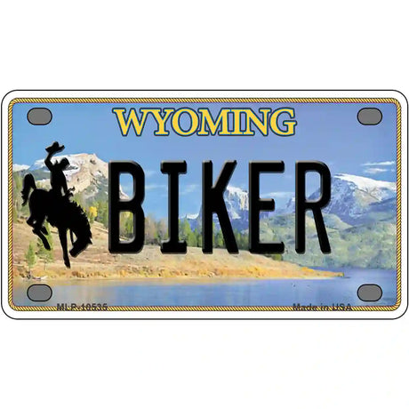 Biker Wyoming Metal Novelty License Plate 4" x 2.2" (MLP)