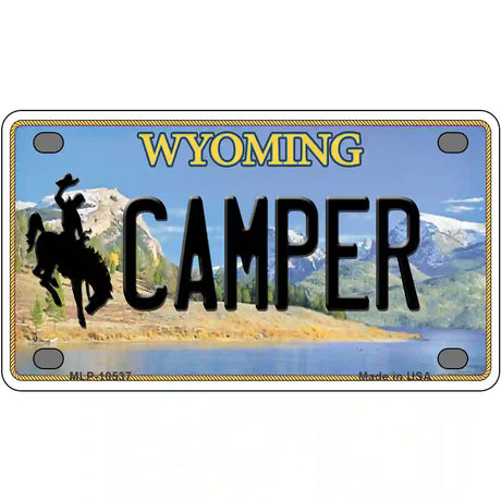 Camper Wyoming Metal Novelty License Plate 4" x 2.2" (MLP)