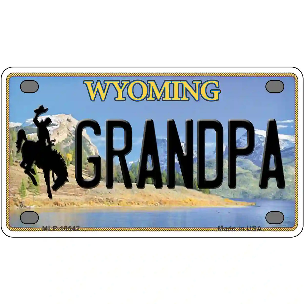 Grandpa Wyoming Metal Novelty License Plate 4" x 2.2" (MLP)