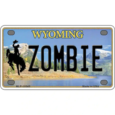 Zombie Wyoming Metal Novelty License Plate 4" x 2.2" (MLP)