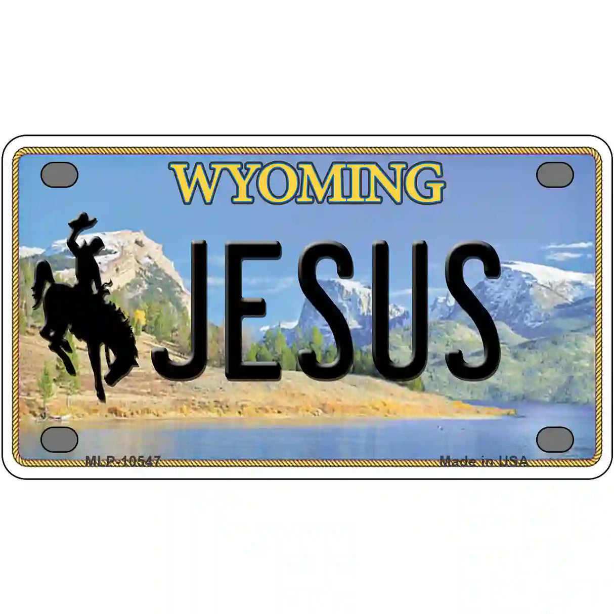 Jesus Wyoming Metal Novelty License Plate 4" x 2.2" (MLP)