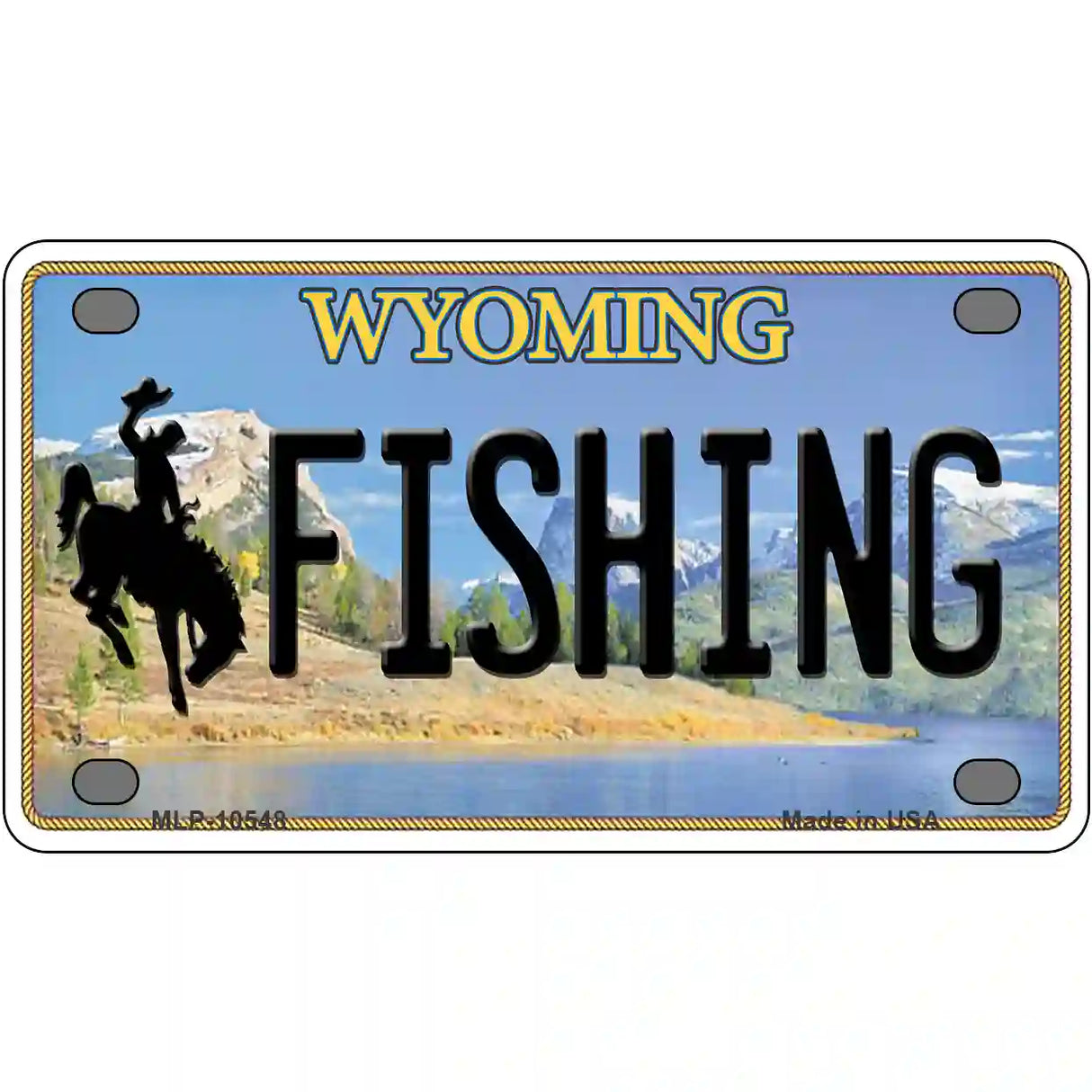 Fishing Wyoming Metal Novelty License Plate 4" x 2.2" (MLP)