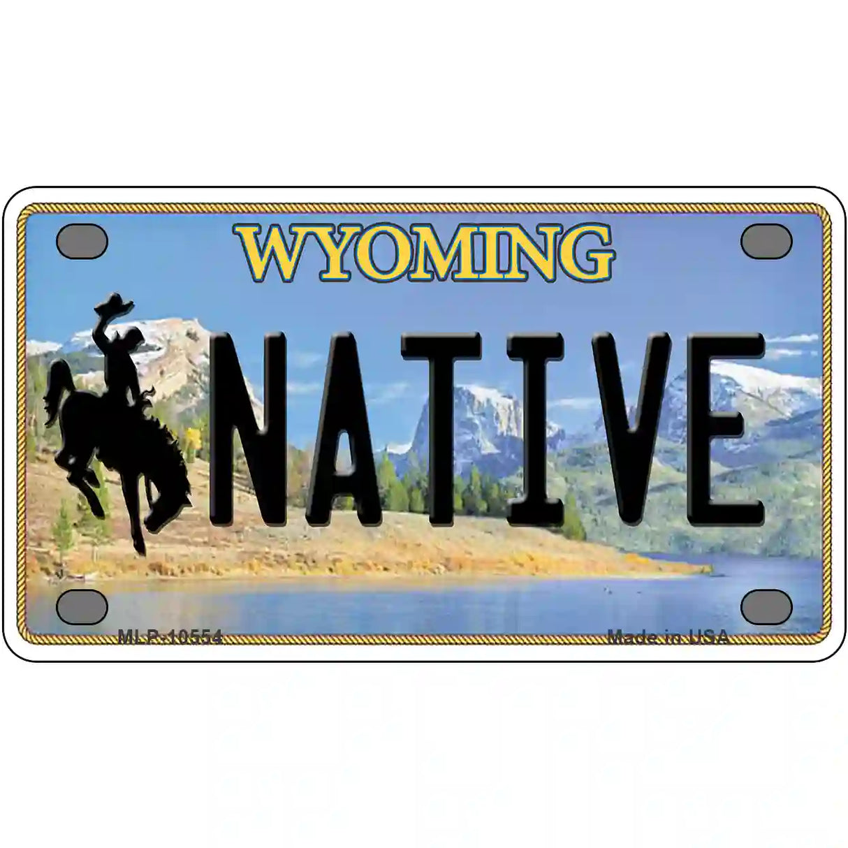 Native Wyoming Metal Novelty License Plate 4" x 2.2" (MLP)