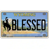 Blessed Wyoming Metal Novelty License Plate 4" x 2.2" (MLP)