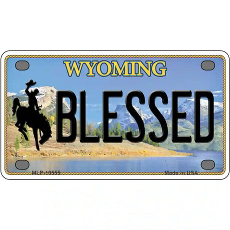 Blessed Wyoming Metal Novelty License Plate 4" x 2.2" (MLP)