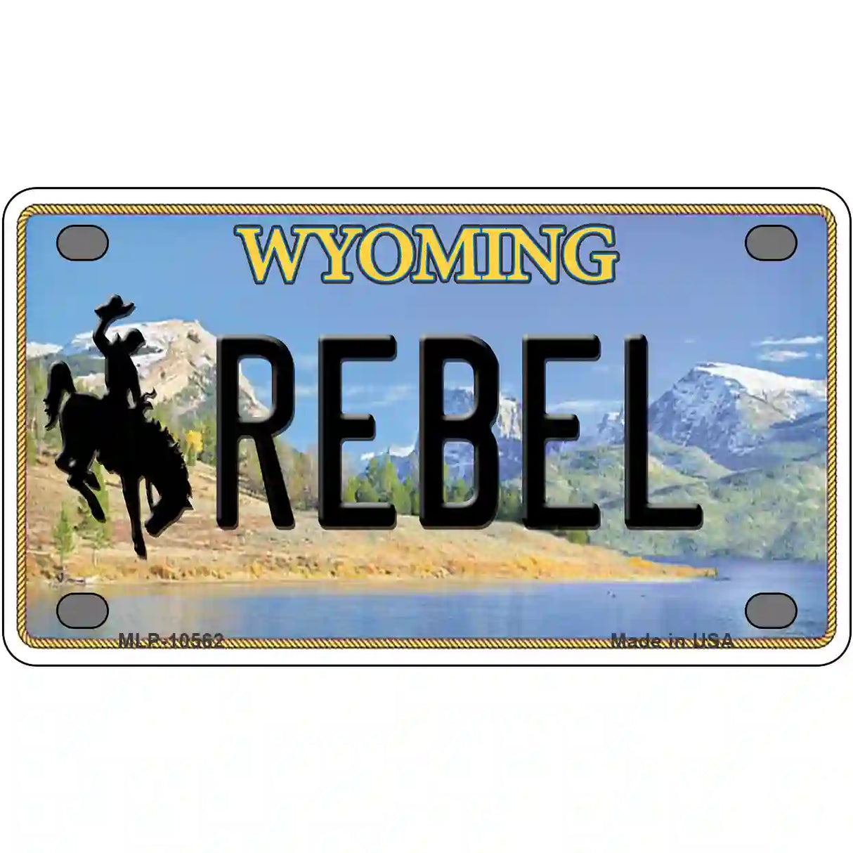 Rebel Wyoming Metal Novelty License Plate 4" x 2.2" (MLP)