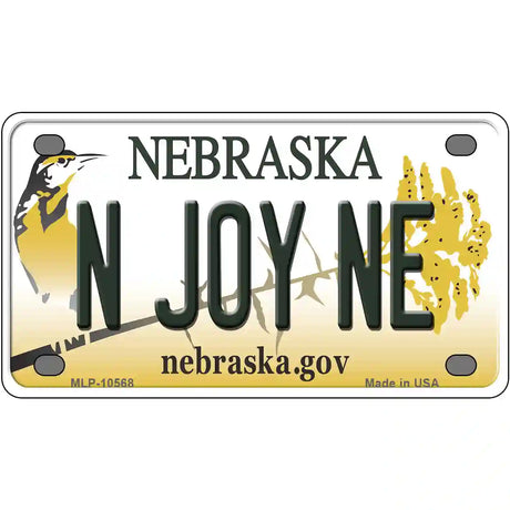 N Joy NE Nebraska Metal Novelty License Plate 4" x 2.2" (MLP)