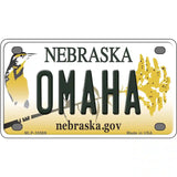 Omaha Nebraska Metal Novelty License Plate 4" x 2.2" (MLP)