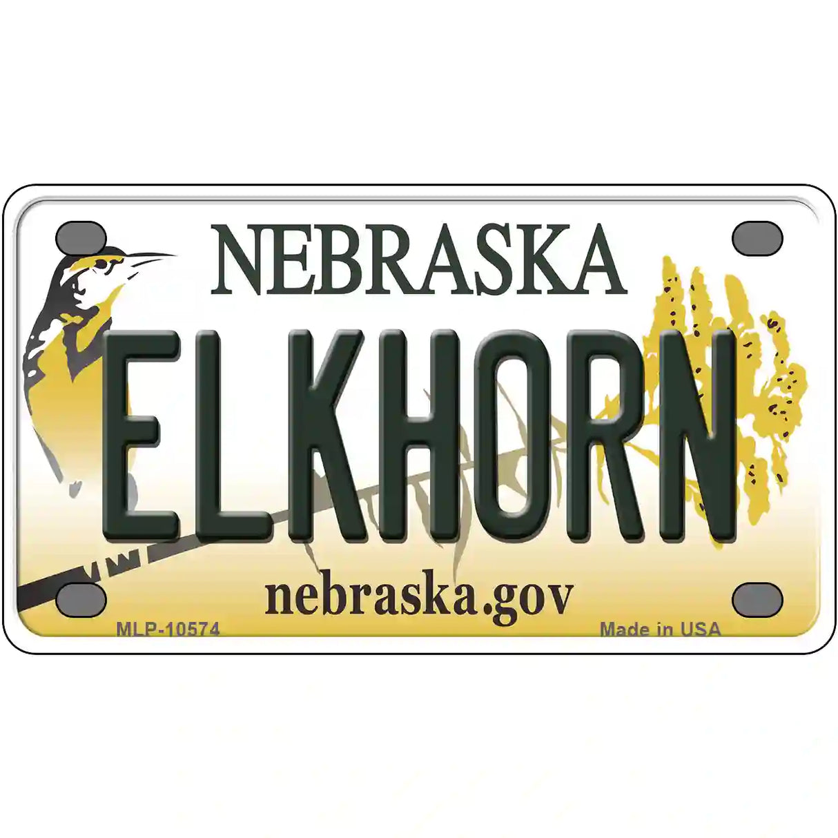 Elkhorn Nebraska Metal Novelty License Plate 4" x 2.2" (MLP)