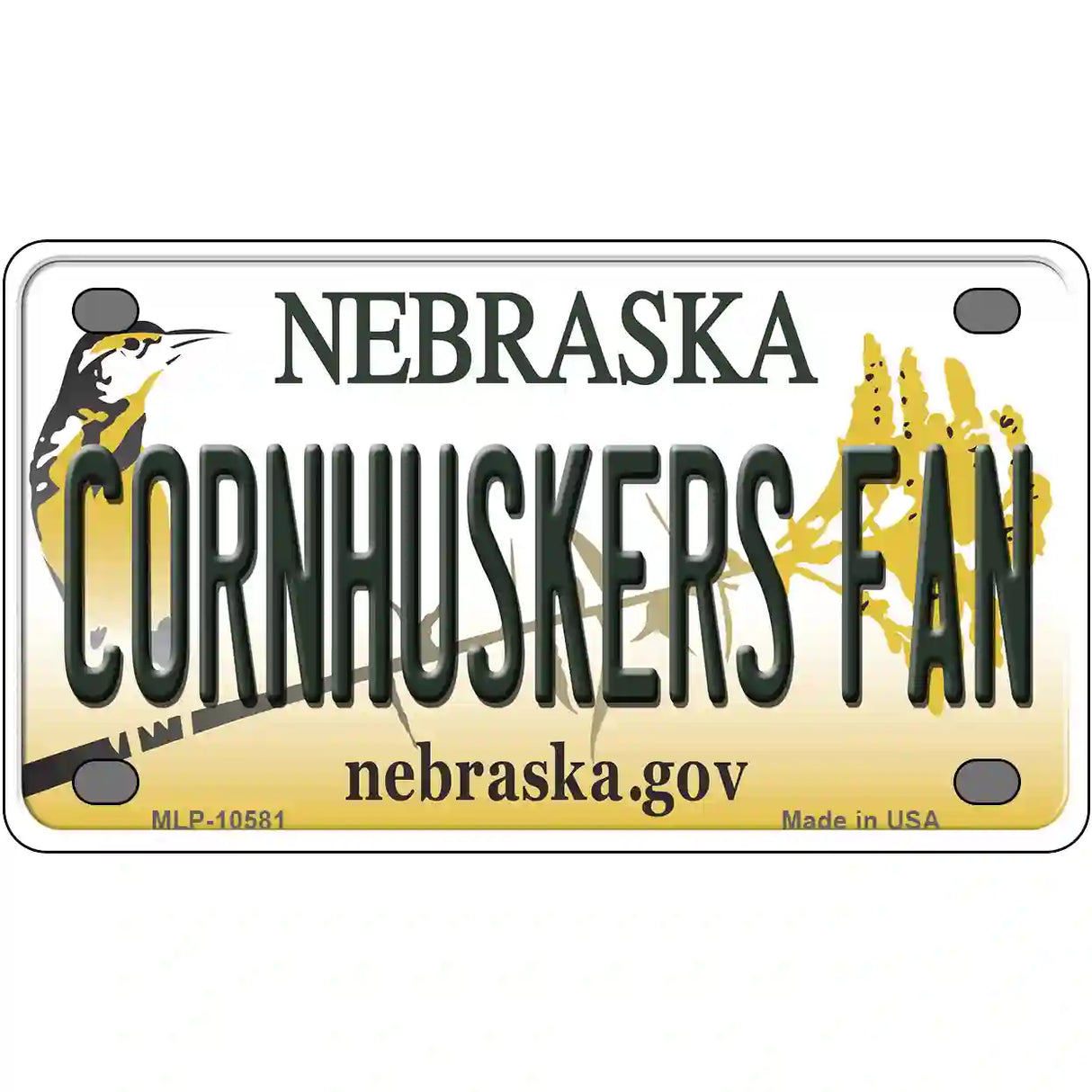 Cornhuskers Fan Nebraska Metal Novelty License Plate 4" x 2.2" (MLP)