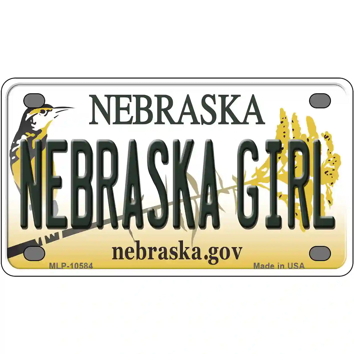 Nebraska Girl Metal Novelty License Plate 4" x 2.2" (MLP)