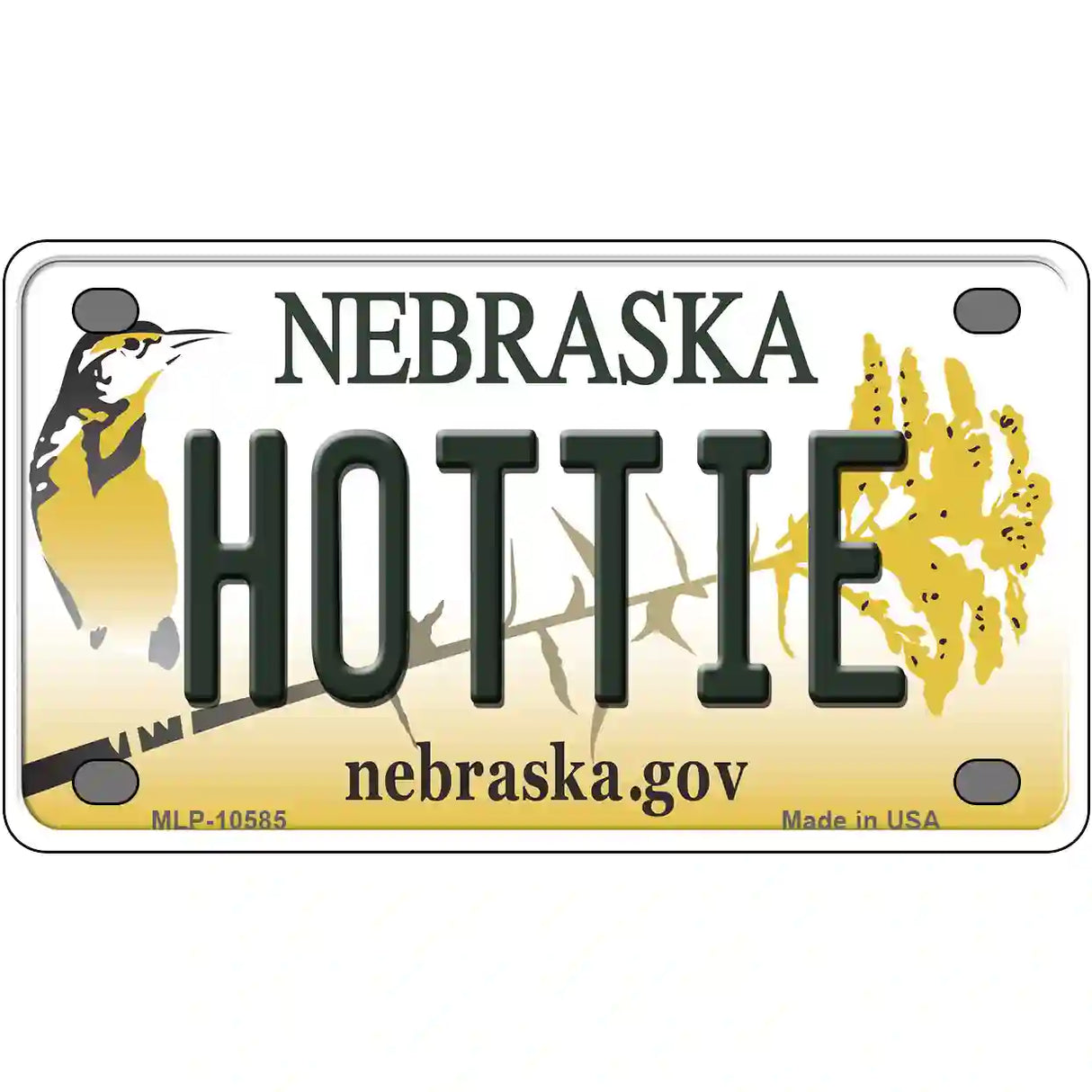 Hottie Nebraska Metal Novelty License Plate 4" x 2.2" (MLP)