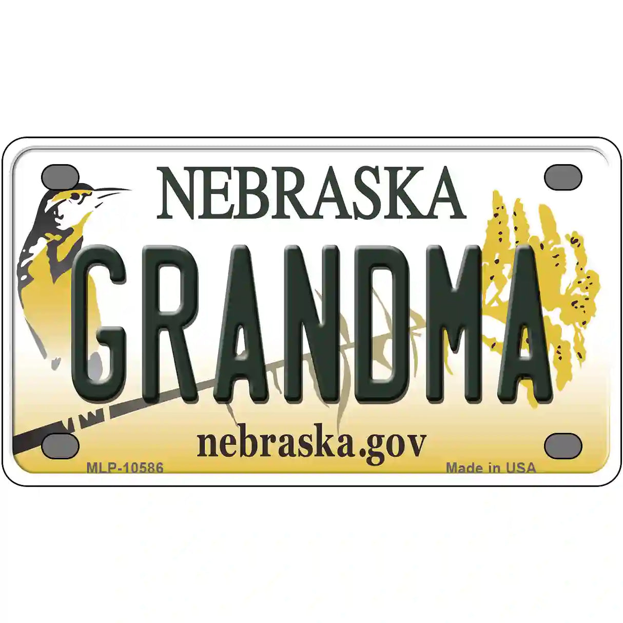 Grandma Nebraska Metal Novelty License Plate 4" x 2.2" (MLP)