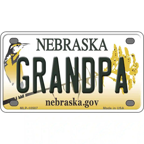 Grandpa Nebraska Metal Novelty License Plate 4" x 2.2" (MLP)