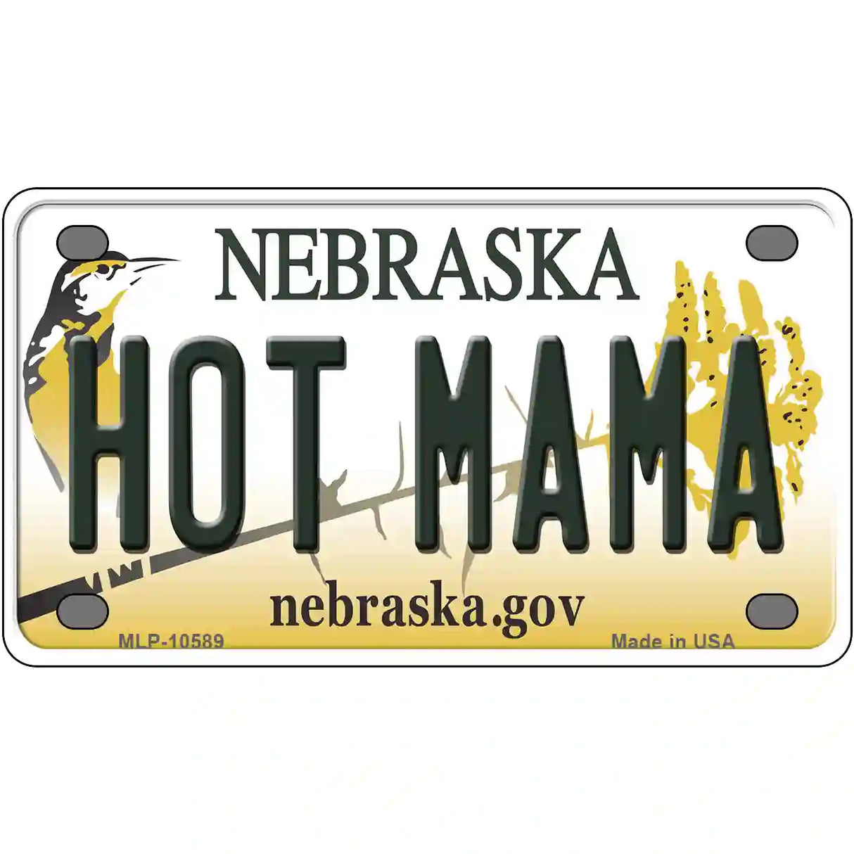 Hot Mama Nebraska Metal Novelty License Plate 4" x 2.2" (MLP)